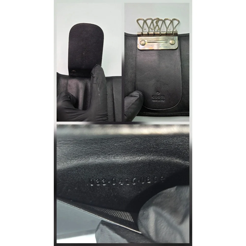 Gucci Black GG Monogram Canvas 6 Ring Key Case Wallet 033-0416-0859 Box Included
